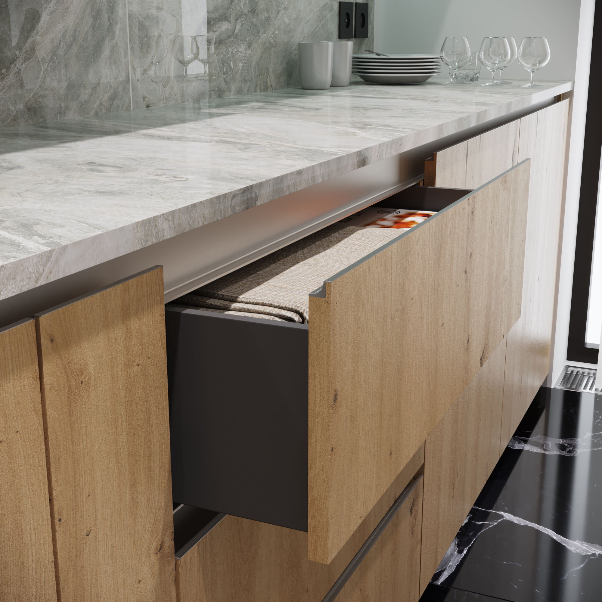 Ручка-профіль врізна Virno Lines 416 L=3000 алюміній